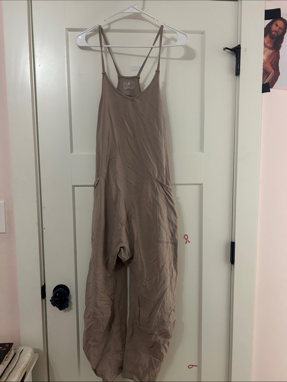 Free People Loose Taupe Strappy Jumpsuit